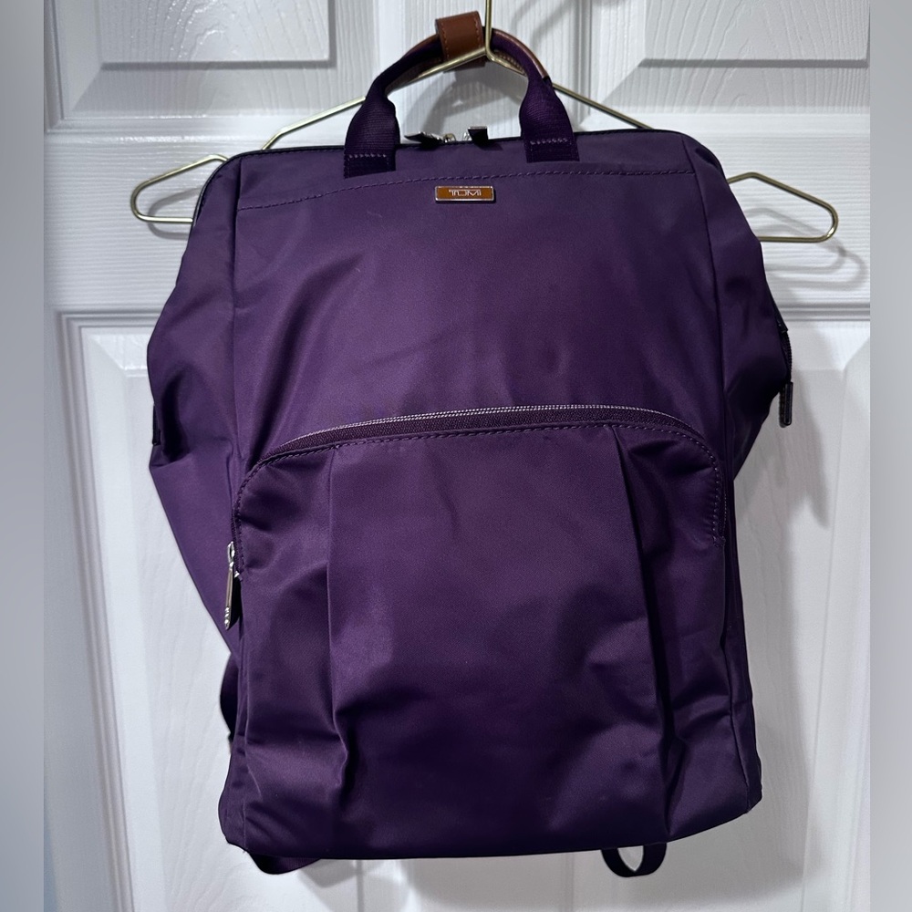 EUC TUMI small backpack with wide frame top opening - deep purple
